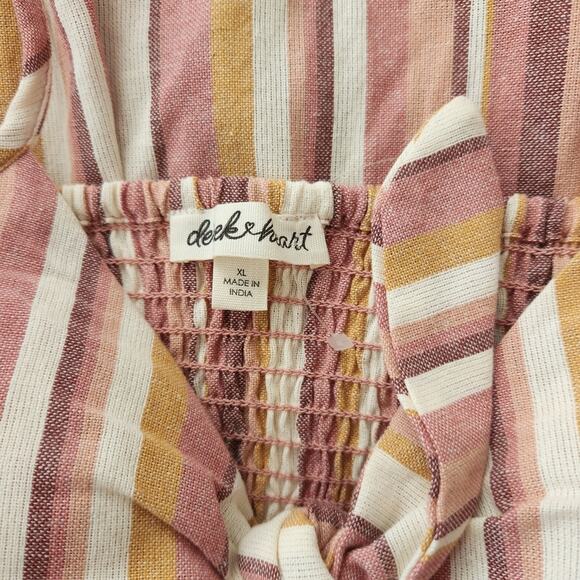 Derek Heart Striped Print Cut Out Romper Size XL - Picture 6 of 8